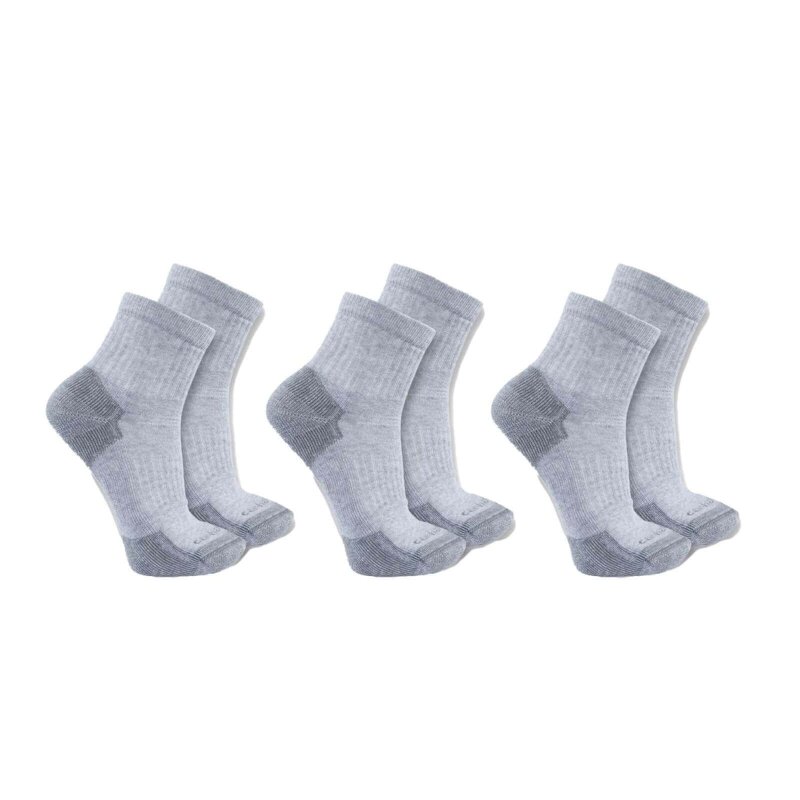 Carhartt Herren Cotton Blend Quarter Sock 3 Pack grau