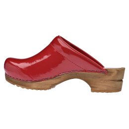 Sanita Wood-Classic Patent Open Clog Red