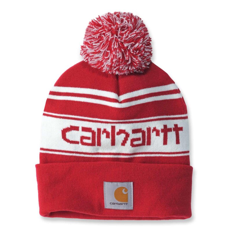 Carhartt Mütze Knit Cuffed Logo Beanie in Rot/Weiß meliert - Einheitsgröße