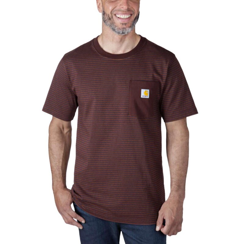 Carhartt Relaxed S/S Pocket Stripe T-Shirt in Rot