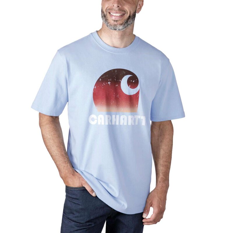 Carhartt Heavy S/S C Graphic T-Shirt in Fog Blue Blau