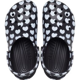 Crocs Classic Heart Print Clog Black/White